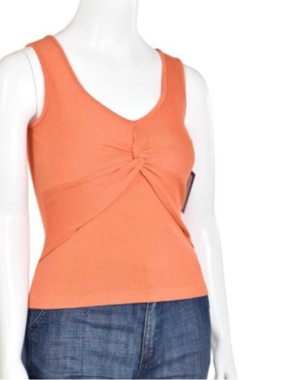 St. John Sport by Marie Gray Orange Wool Blend Twisted Front Tank
